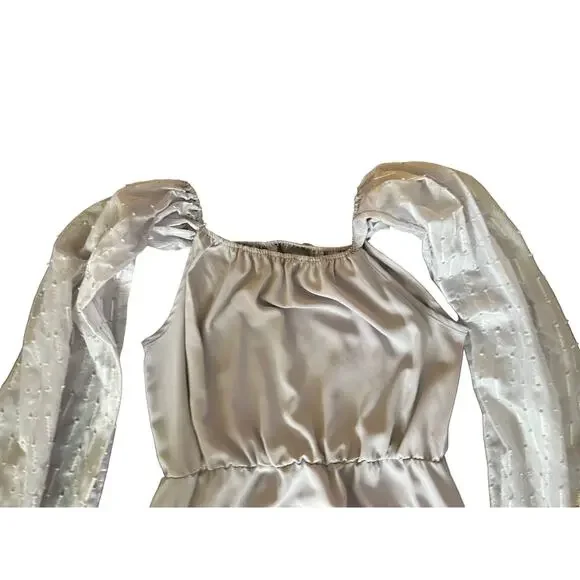 SHEIN Light Purple Light Long Flutter Sleeves Floor Length Dress SzXL - Picture 9 of 9